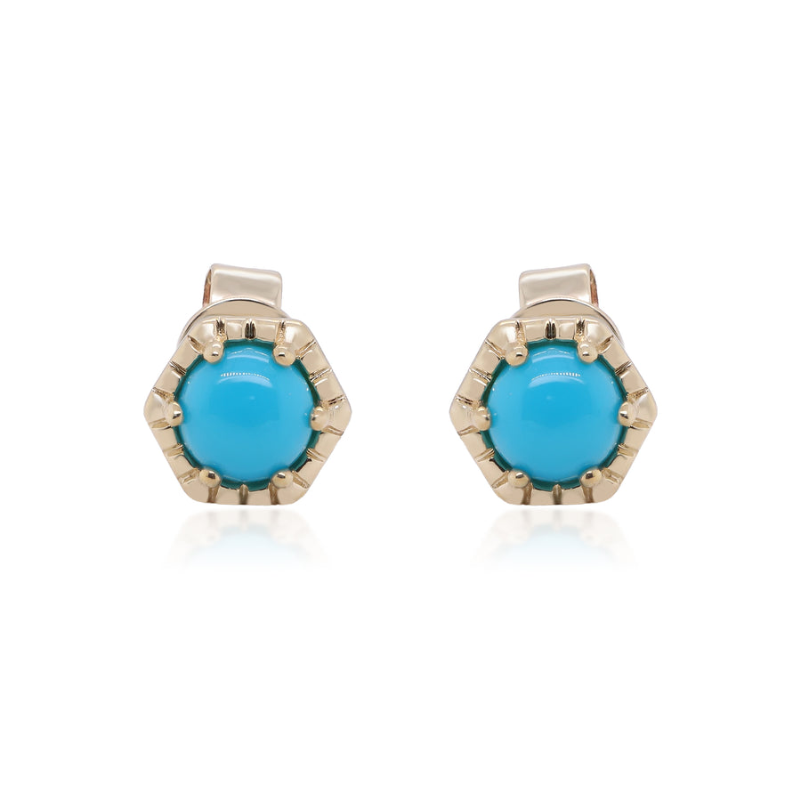Ember 10K Yellow Gold Round-Cut Turquoise Earring