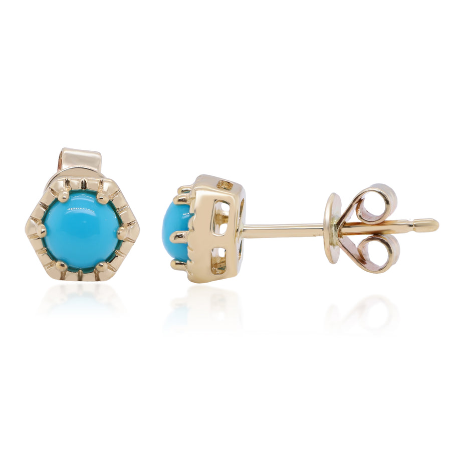 Ember 10K Yellow Gold Round-Cut Turquoise Earring