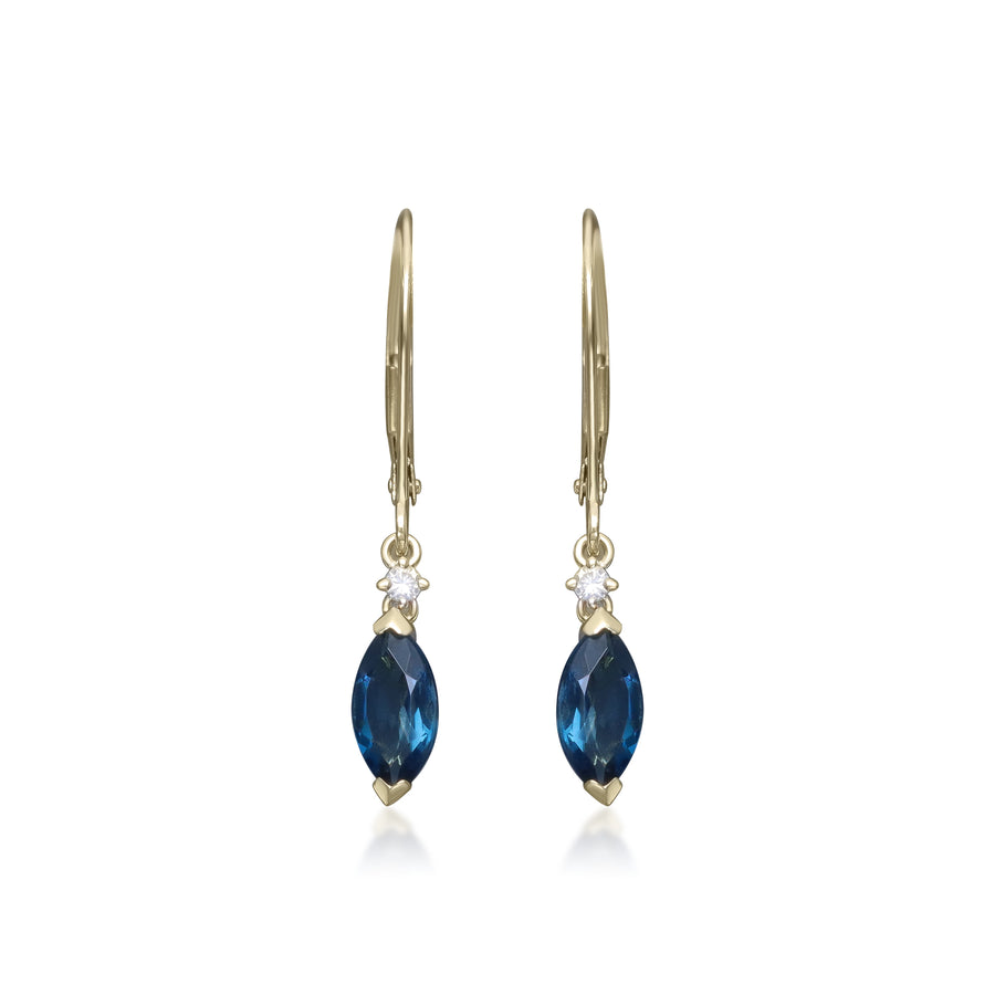 Caroline 10K Yellow Gold Marquise-Cut Brazilian London Blue Topaz Earrings