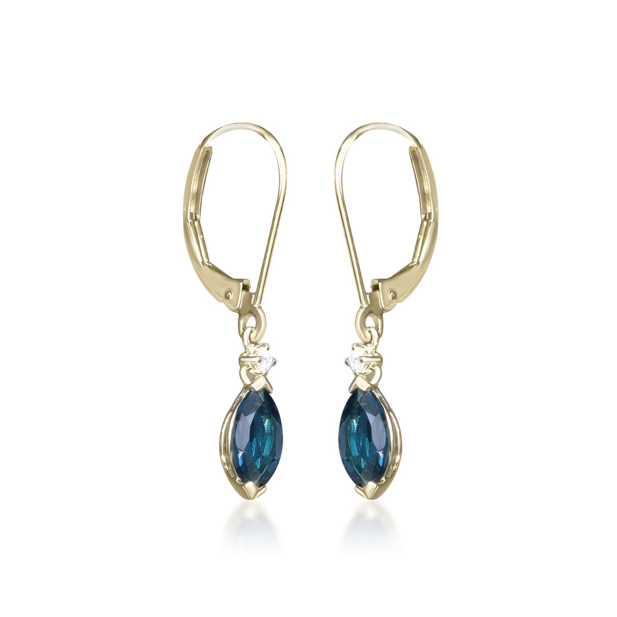 Caroline 10K Yellow Gold Marquise-Cut Brazilian London Blue Topaz Earrings