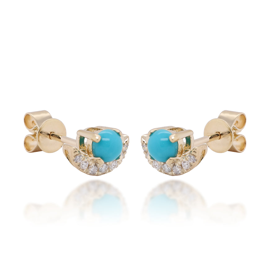 Zoie 10K Yellow Gold Round-Cut Arizona Turquoise Earrings