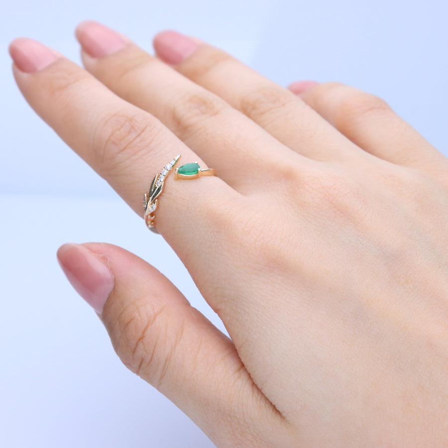 Aubrey 14K Yellow Gold Round-Cut Zambian Emerald Ring
