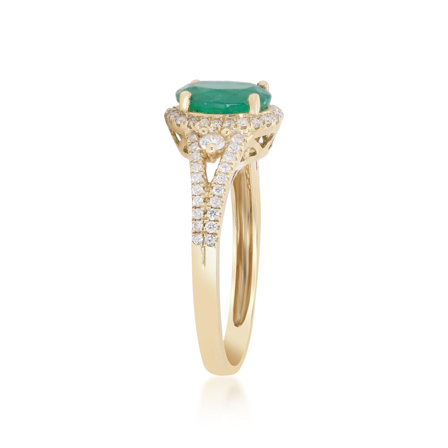 Amara 10K Yellow Gold Oval-Cut Emerald Ring