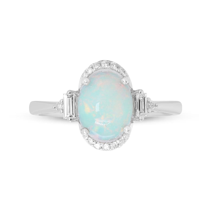 Amelia 10K White Gold Oval-Cut Ethiopian Opal Ring