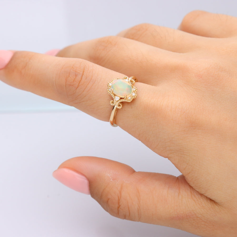 Aria 14K Yellow Gold Oval-cut African Opal Ring