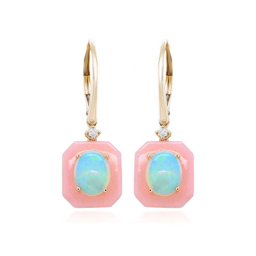 Gin and Grace 14K Pink Opal Earring, Pendant and Ring Set