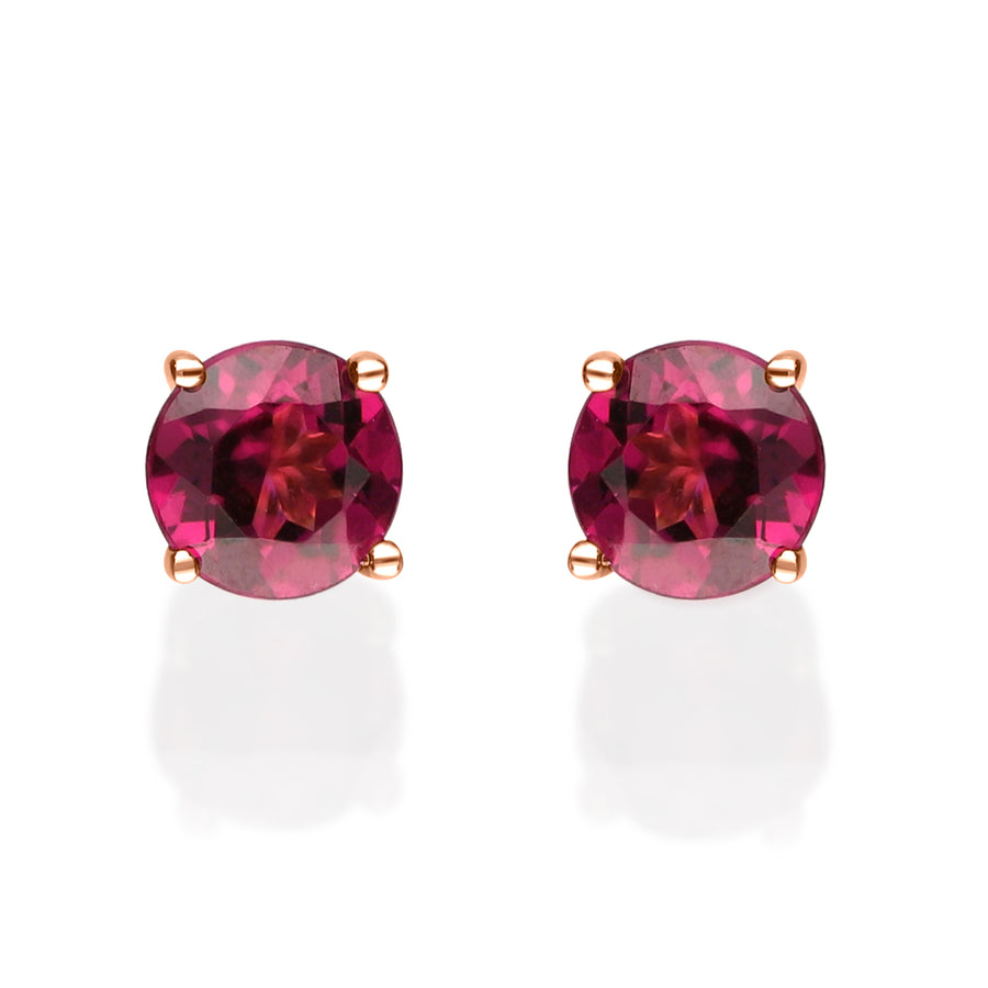 Sophie 10K Rose Gold Round-Shape Pink Garnet Earring