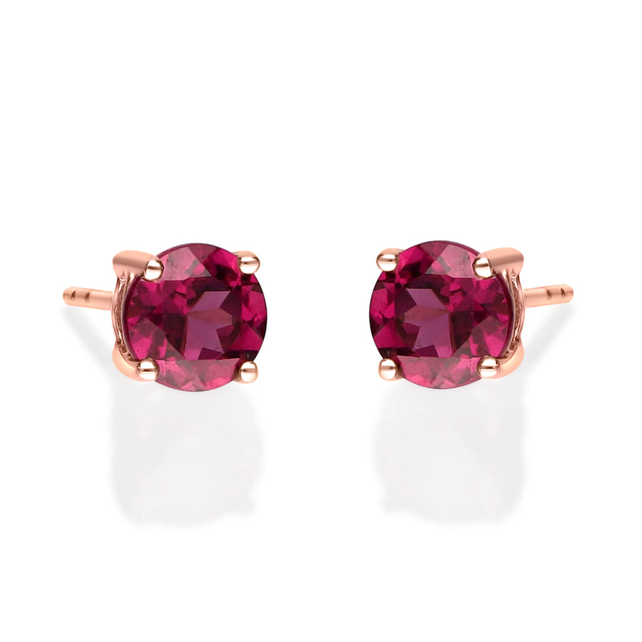 Sophie 10K Rose Gold Round-Shape Pink Garnet Earring