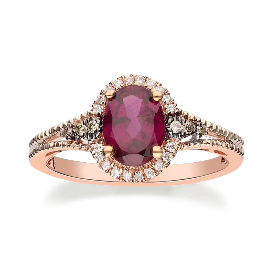 Harper 10K Rose Gold Oval-Cut Rhodolite Ring