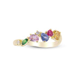 Kyra 14K Yellow Gold Round-Cut Multi Sapphire Ring