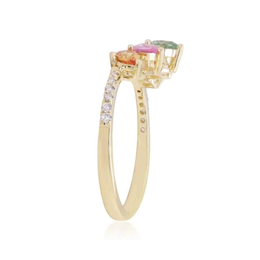 Xenia 10K Yellow Gold Pear-Cut Multi Sapphire Ring
