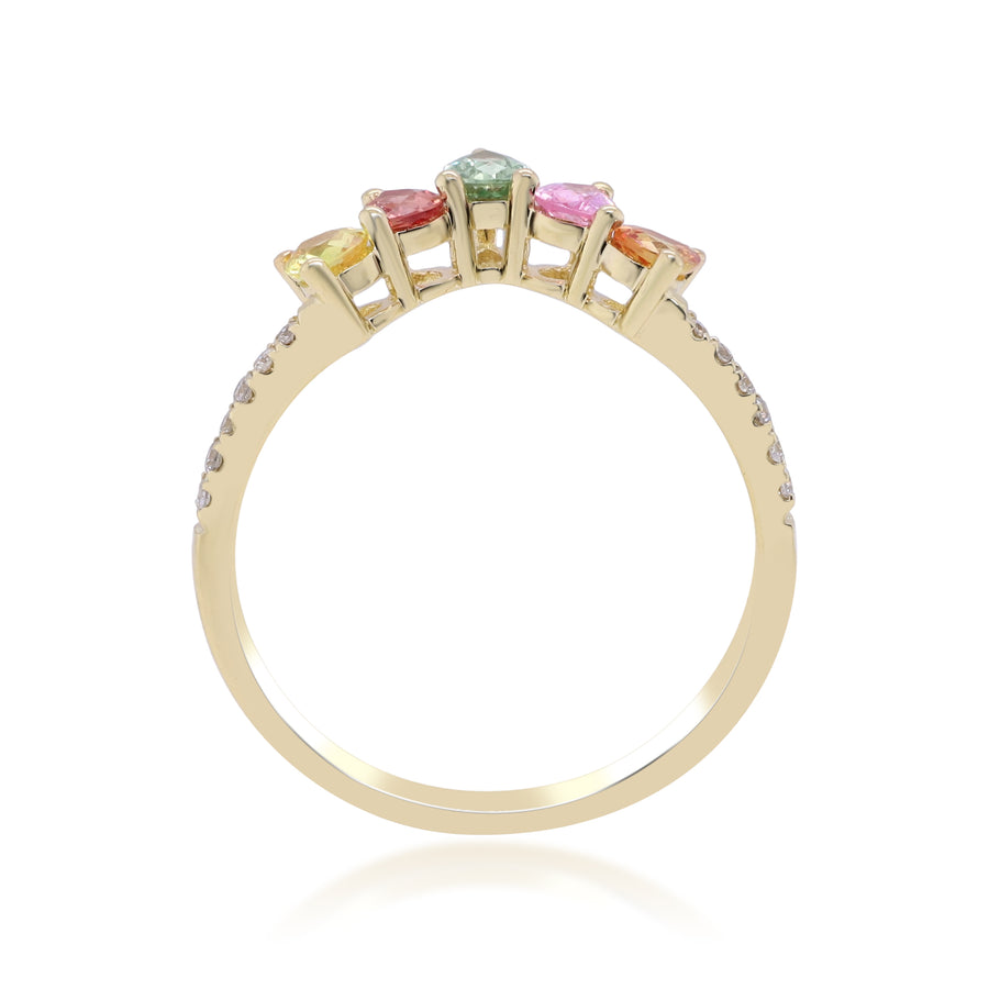 Xenia 10K Yellow Gold Pear-Cut Multi Sapphire Ring