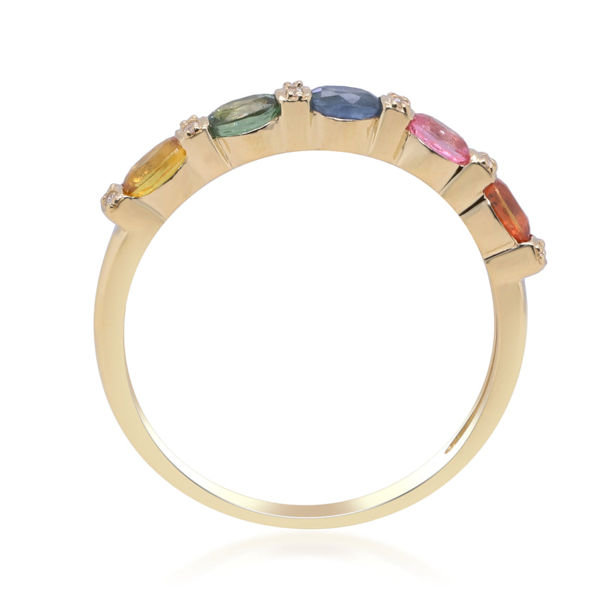 Royalty 10K Yellow Gold Oval-Cut Multi Sapphire Ring