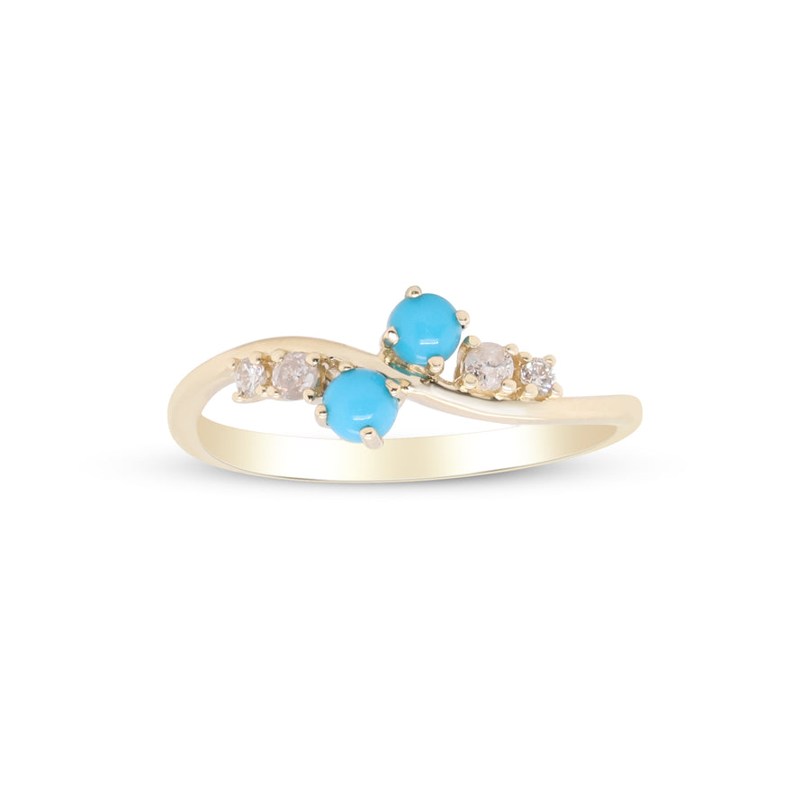Yvette 10K Yellow Gold Round-Cut Turquoise Ring