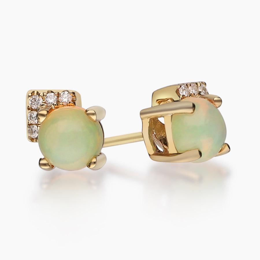 Amelia 10K Yellow Gold Round-Cut Opal Earrings