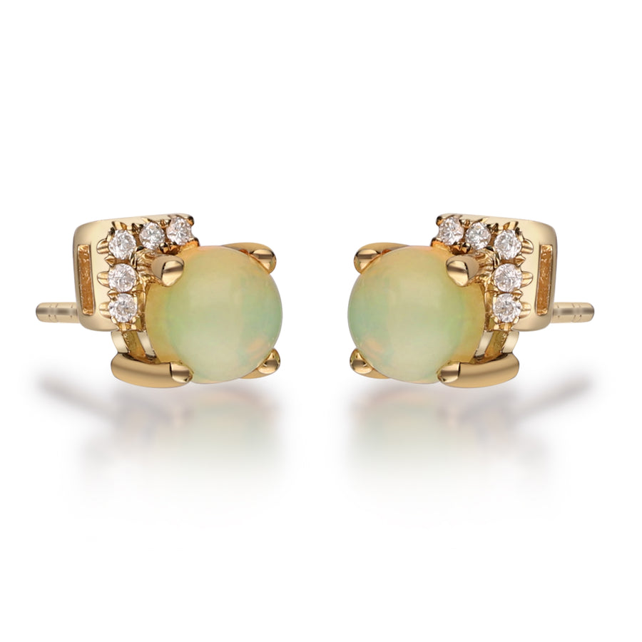 Amelia 10K Yellow Gold Round-Cut Opal Earrings