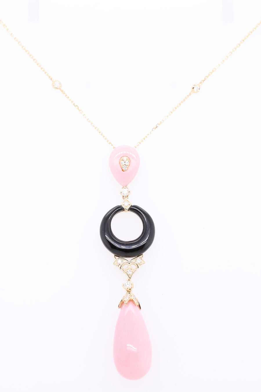 Billie 14K Yellow Gold Pear-Cut Pink Opal Necklace