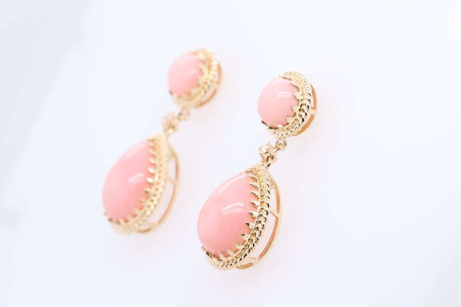 Billie 14K Yellow Gold Pear-Cut Pink Opal Earrings