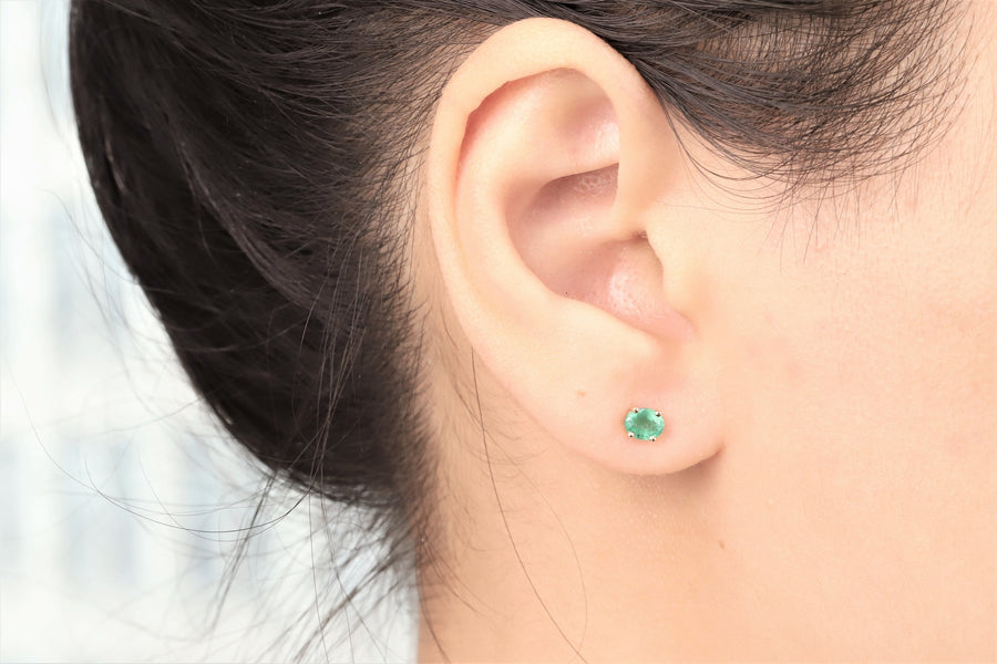 Alivia 14K Yellow Gold Oval-Cut Natural Zambian Emerald Earring