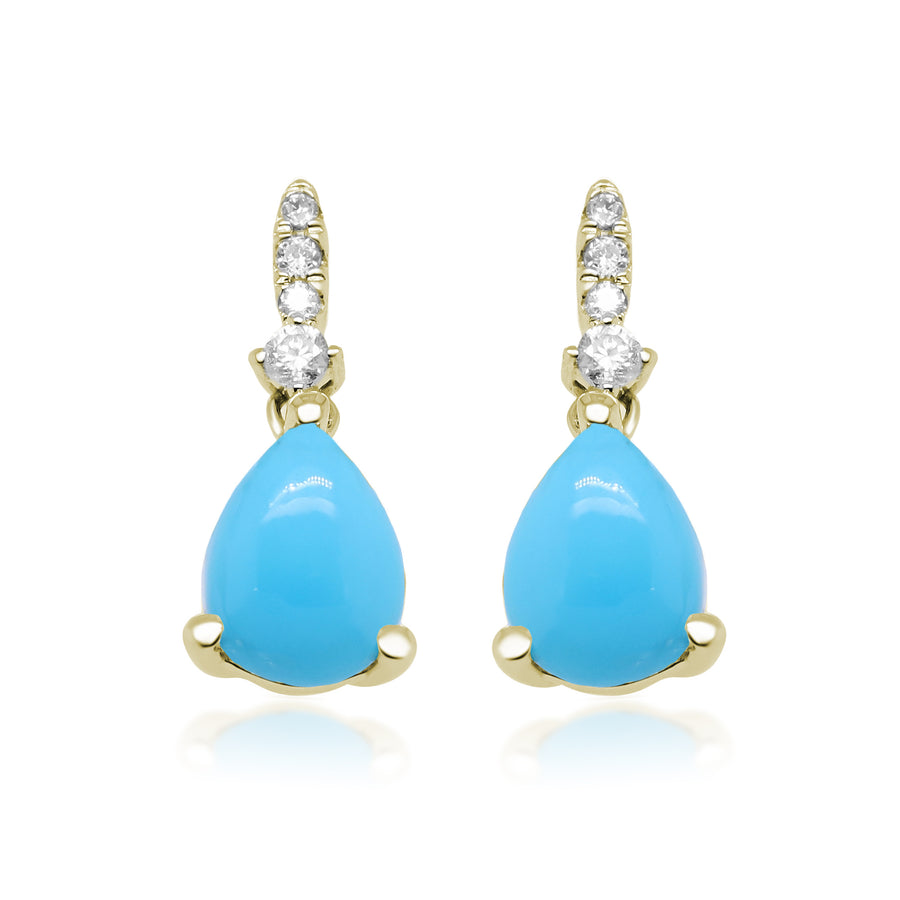 Astrid 10K Yellow Gold Pear-Cab Turquoise Earrings
