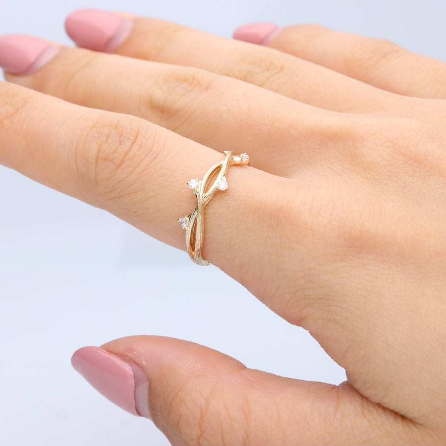 Scarlett 10K Yellow Gold Round-Cut White Diamond Ring