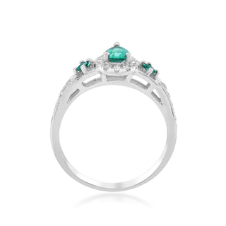 Gia 14K White Gold Pear-Cut Natural Zambian Emerald Ring
