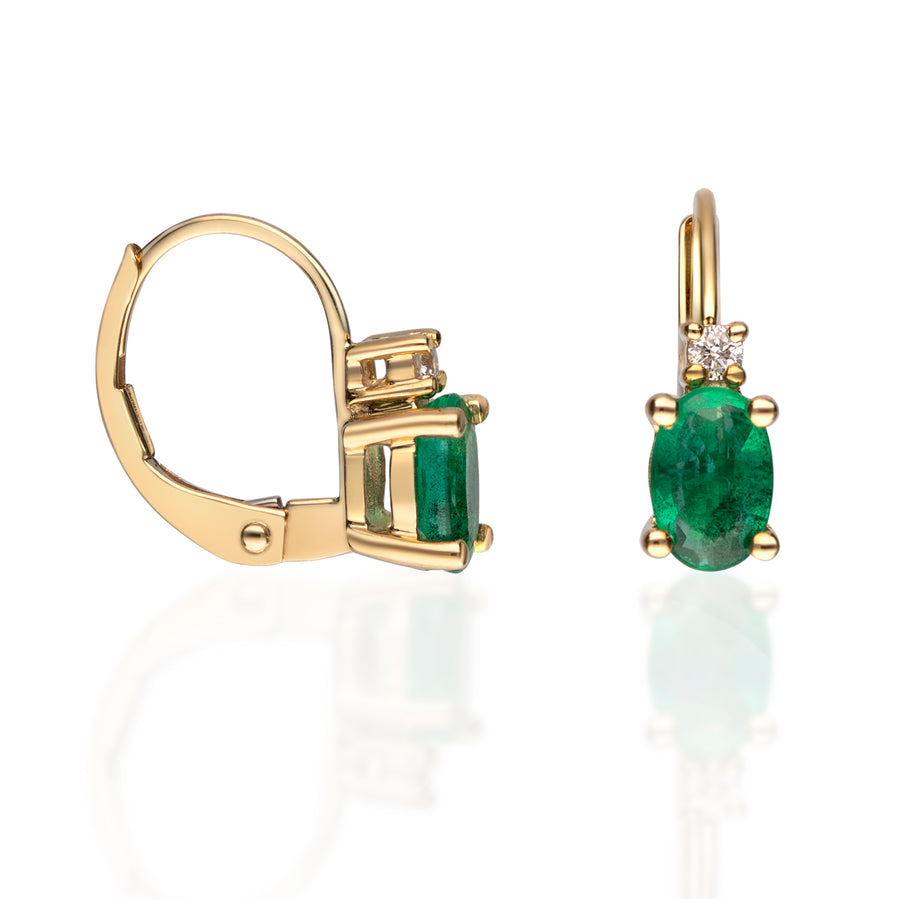 Nora 10K Yellow Gold Oval-Cut Zambian Emerald Earring