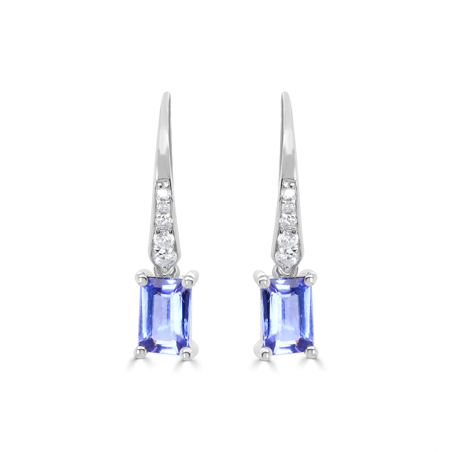 Jenesis 14K White Gold Emerald-Cut Tanzanite Earring