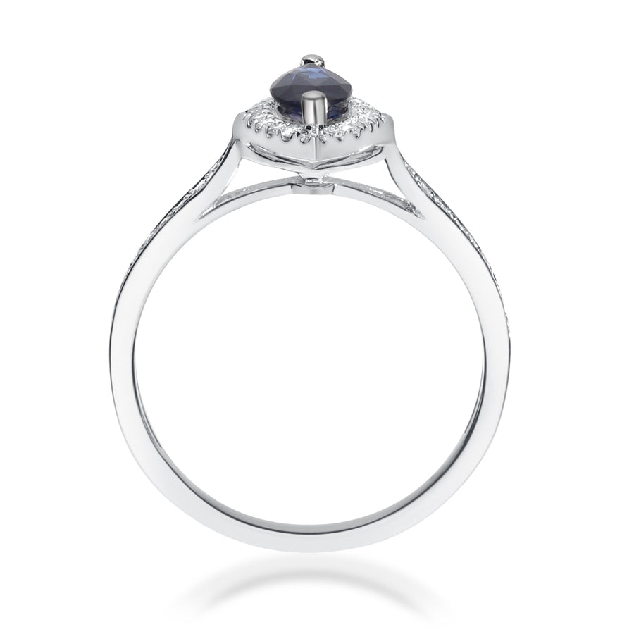 Amelia 10K White Gold Marquise-Cut Blue Sapphire Ring