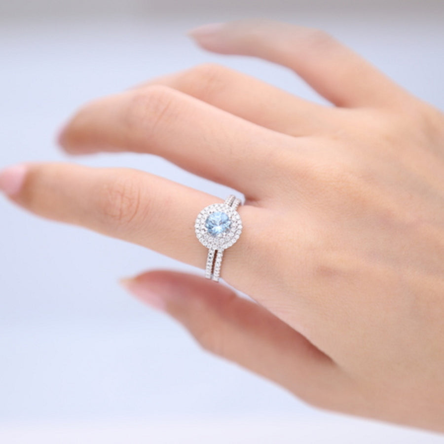 Adalynn 14K White Gold Round-Cut Aquamarine Ring