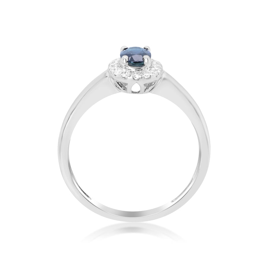 Summer 10K White Gold Oval-Cut Blue Sapphire Ring