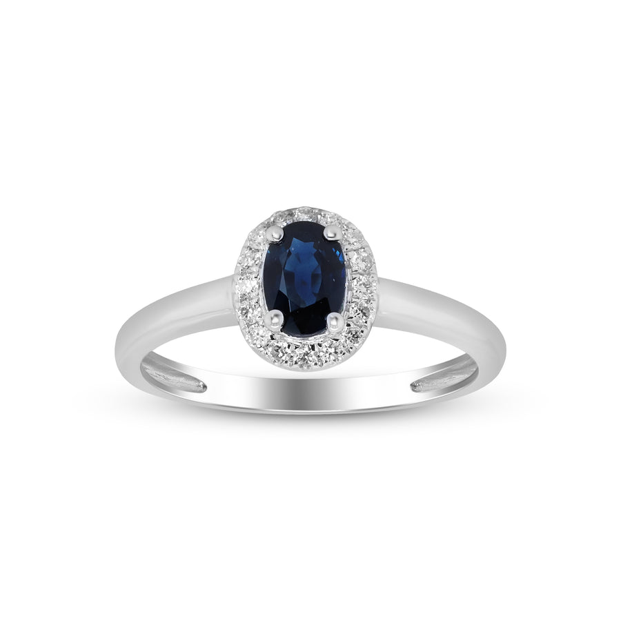 Summer 10K White Gold Oval-Cut Blue Sapphire Ring