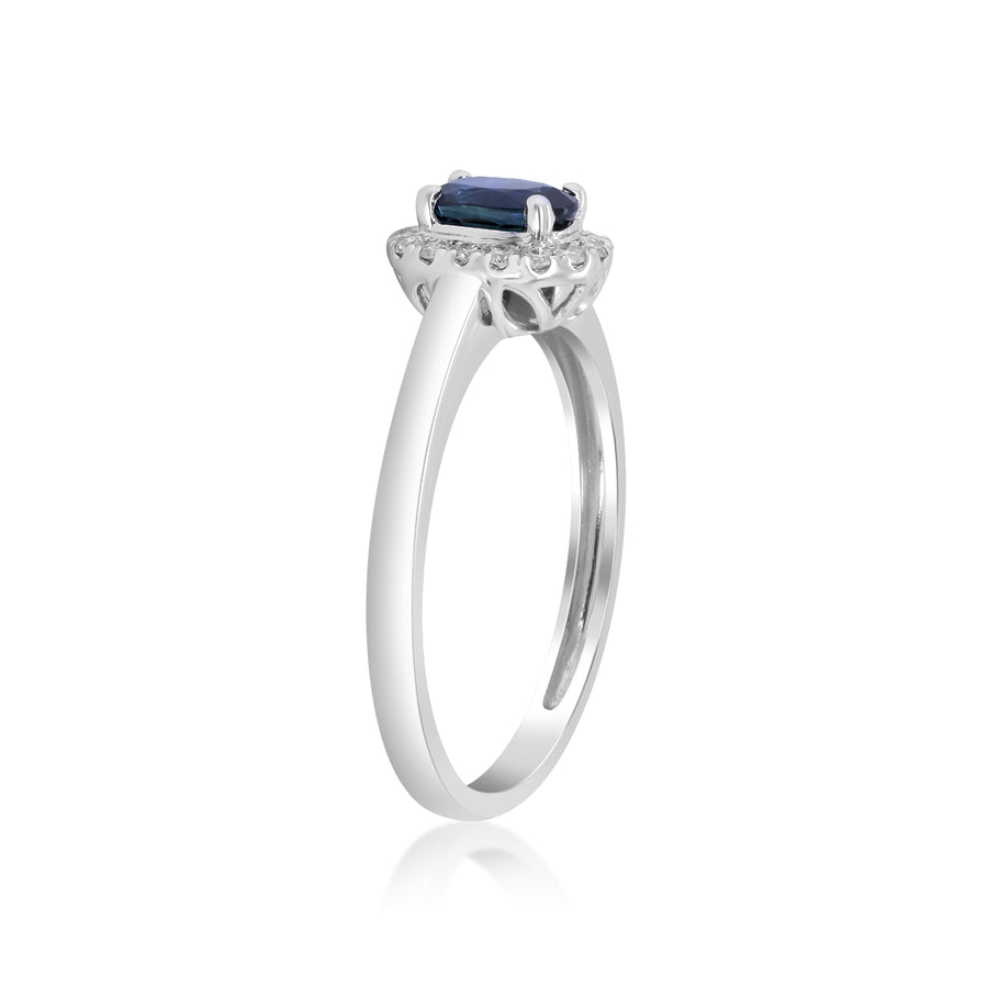 Summer 10K White Gold Oval-Cut Blue Sapphire Ring