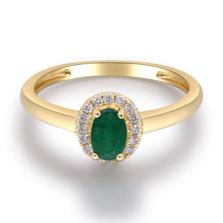 Timeless Beauty: Anya 10K Yellow Gold Ring with Oval-Cut Natural Zambian Emerald