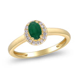 Timeless Beauty: Anya 10K Yellow Gold Ring with Oval-Cut Natural Zambian Emerald