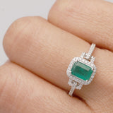 Elliana 14K White Gold Emerald-Cut Natural Zambian Emerald Ring