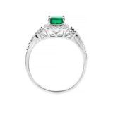 Elliana 14K White Gold Emerald-Cut Natural Zambian Emerald Ring