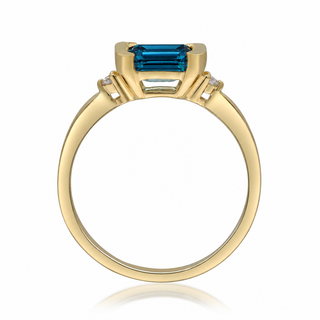 Kaylin 10K Yellow Gold Emerald-Cut Brazilian London Blue Topaz Ring