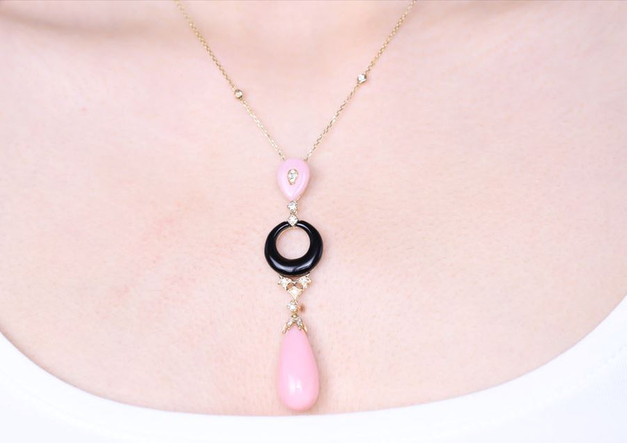 Billie 14K Yellow Gold Pear-Cut Pink Opal Necklace