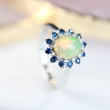 Vinty 10K White Gold Oval-Cut  Ethiopian Opal Ring