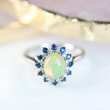Vinty 10K White Gold Oval-Cut  Ethiopian Opal Ring