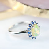 Vinty 10K White Gold Oval-Cut  Ethiopian Opal Ring