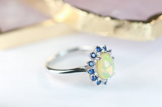 Vinty 10K White Gold Oval-Cut  Ethiopian Opal Ring