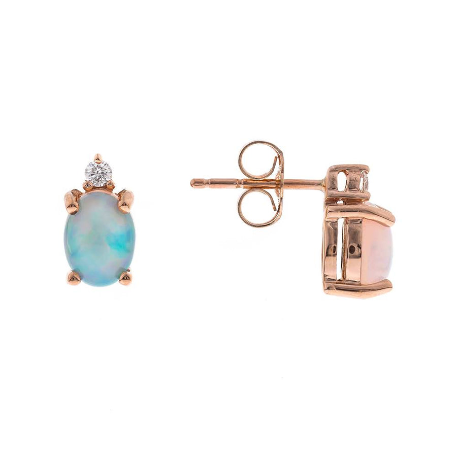 Ashton 10K Rose Gold Oval-Cut Natural African Opal Earrings