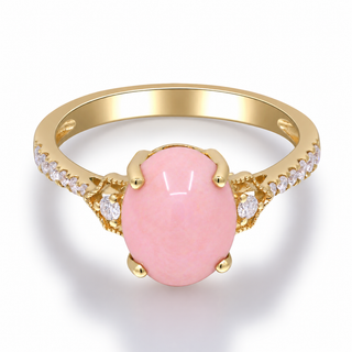 Kynlee 14K Yellow Gold Oval-Cab Pink Opal Ring