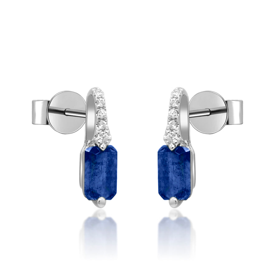 Amiri 10K White Gold Emerald-Cut Ceylon Blue Sapphire Earring