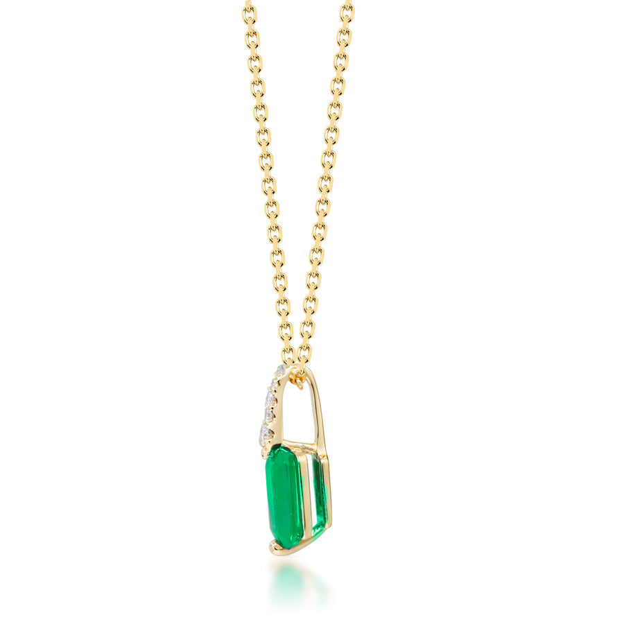 Remi 10K Yellow Gold Emerald-Cut Natural Zambian Emerald Pendant