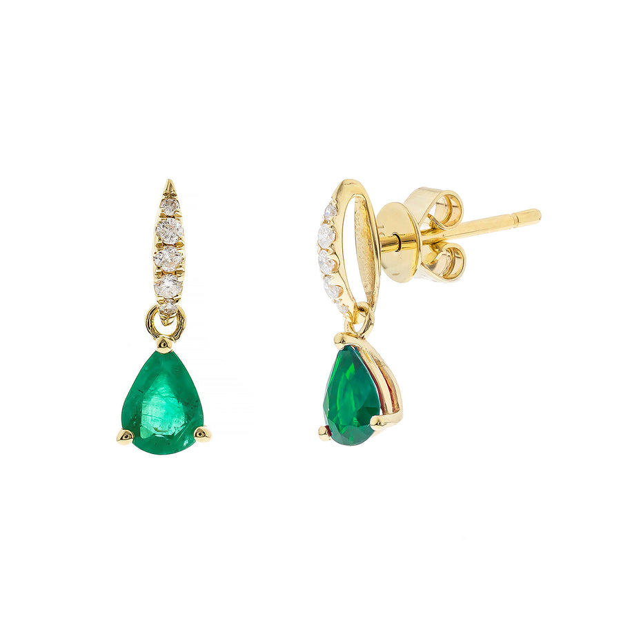 Adia 14K Yellow Gold Pear-Cut Emerald Earring