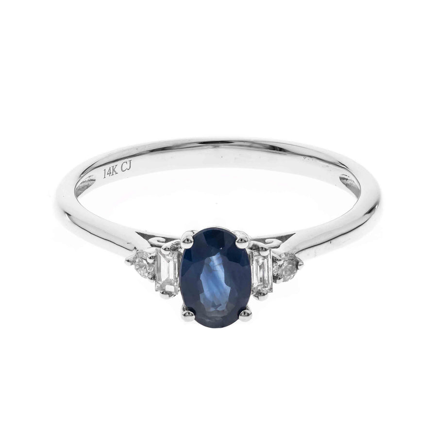 Valeria 14K White Gold Oval-Cut Ceylon Blue Sapphire Ring