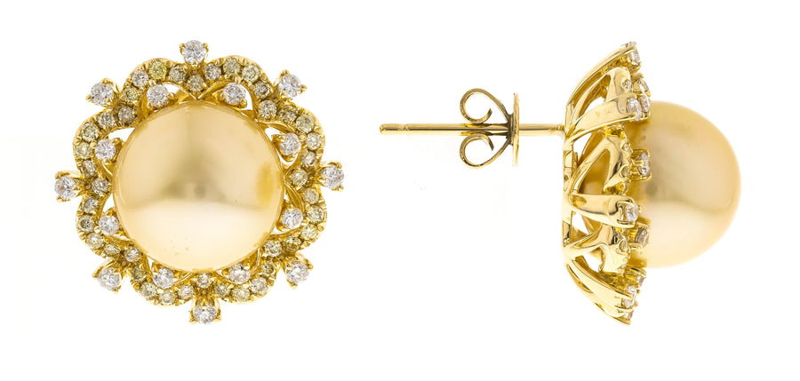 Kamilah 18K Yellow Gold Round-Cut Pearl Earring